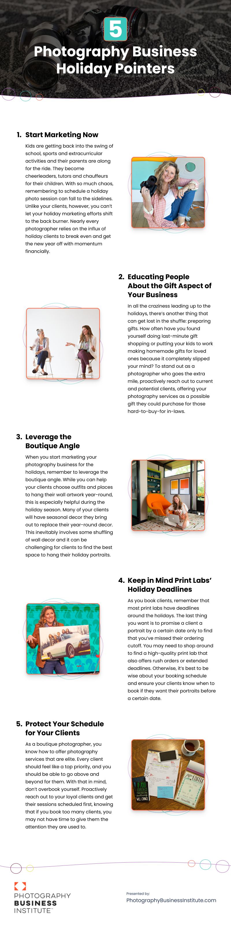 5 Photography Business Holiday Pointers Infographic